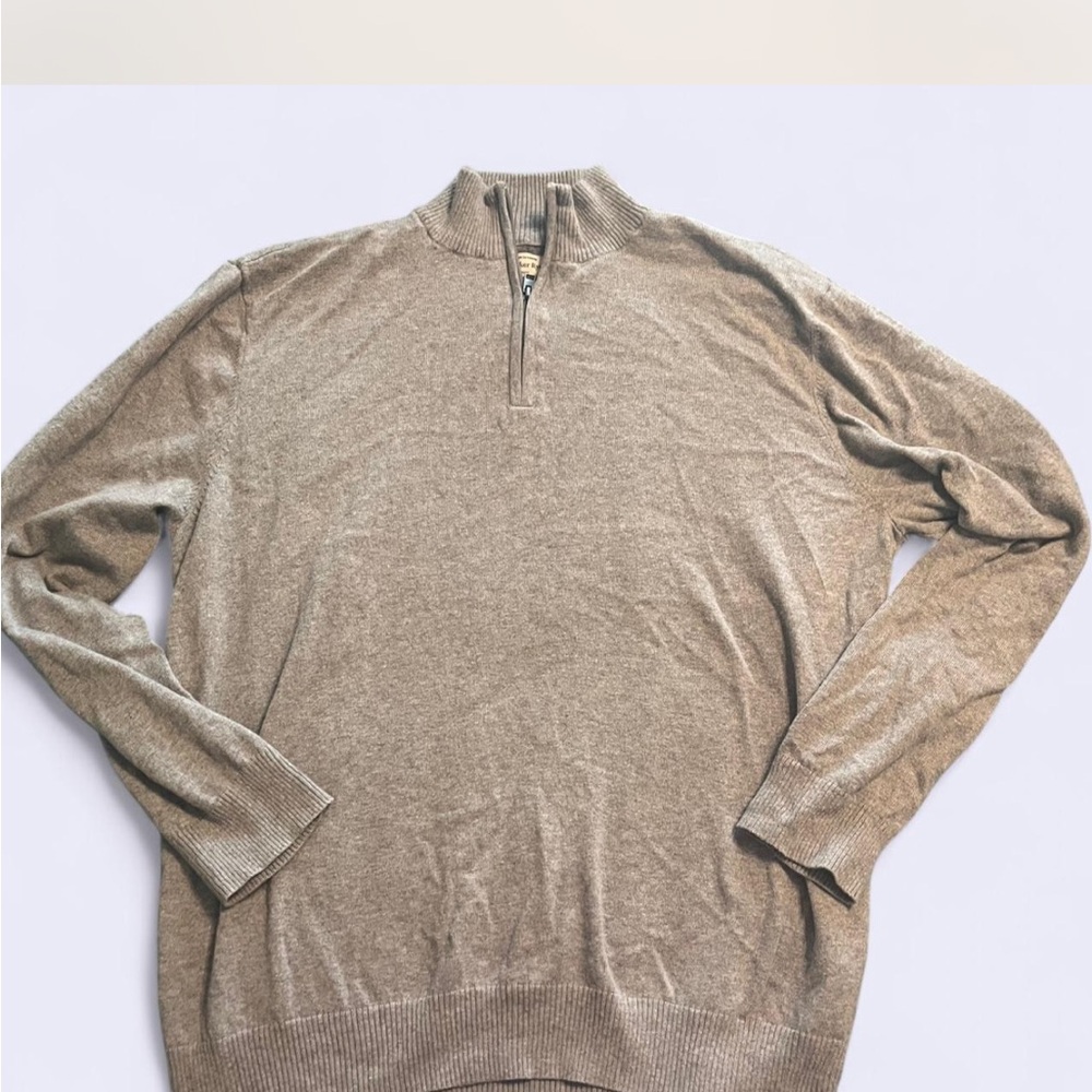 Gray Zip Up Sweater with Mock Neck and Relaxed Fit